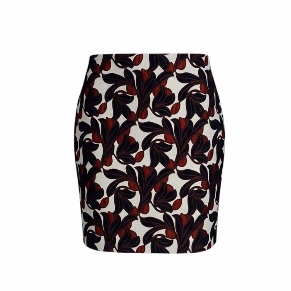 Ann Taylor Floral Straight‎ & Pencil Skirt Black White Red Size 6P Petite